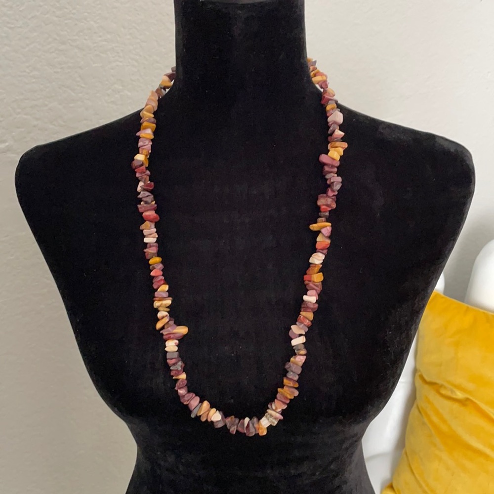 Polished Stone Necklace | Brown/Tan | OS